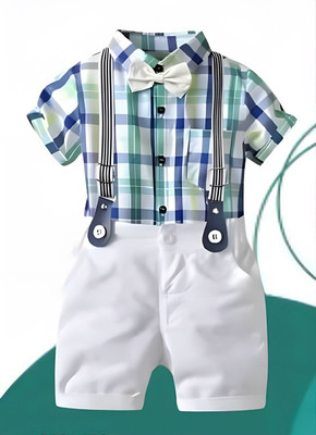 HouseOfCommon Baby Boys Festive & Party Top and Skirt Set(White Pack of 1)