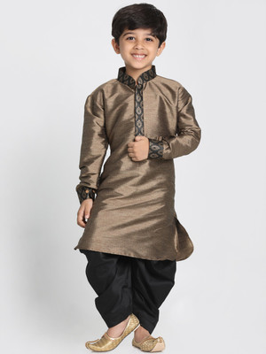 VASTRAMAY Boys Festive & Party Dhoti & Kurta Set(Black Pack of 1)