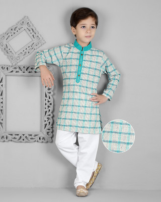 Tasrika Boys Festive & Party Kurta and Pyjama Set(Blue Pack of 2)