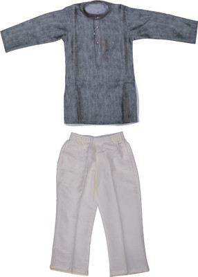 Little Rabbits Boys Casual Kurta and Dhoti Pant Set(Grey Pack of 1)