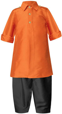 A.T.U.N. Boys Festive & Party Kurta and Pyjama Set(Orange Pack of 2)