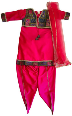 SDYUG Girls Festive & Party, Wedding Kurta, Dhoti Pant & Dupatta Set(Pink Pack of 1)
