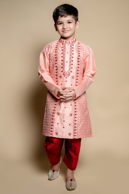 HUMAN CHOICE Boys Festive & Party, Wedding Kurta and Patiala Set(Orange Pack of 1)
