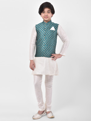 DEYANN Boys Festive & Party Kurta and Churidar Set(Blue Pack of 3)