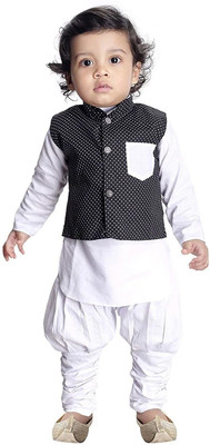 Oxipittal Club Boys Festive & Party Kurta, Waistcoat and Breeches Set(White Pack of 1)