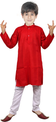 HRR Boys Festive & Party Kurta and Pyjama Set(Red Pack of 1)