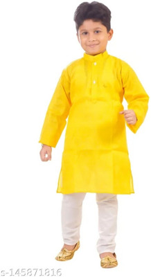 Wifi Boys Festive & Party Kurta and Pyjama Set(Yellow Pack of 1)