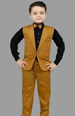 ADINATH FASHION COLLECTION Boys Festive & Party Shirt, Waistcoat and Pant Set(Brown Pack of 1)