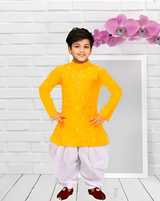 JMD Creation Boys Festive & Party, Wedding Dhoti & Kurta Set(Yellow Pack of 1)