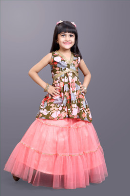 satyamfab Girls Festive & Party Kurta and Skirt Set(Multicolor Pack of 1)
