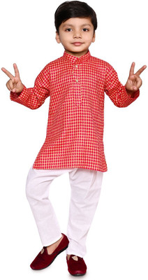 ITC FASHION Boys Festive & Party Kurta and Pyjama Set(Pink Pack of 1)