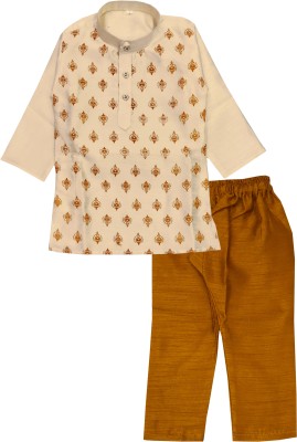 Jugoba Baby Boys Festive & Party Kurta and Pyjama Set(Yellow Pack of 1)