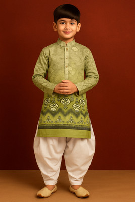 NFC CREATION Boys Festive & Party, Wedding Kurta and Patiala Set(Green Pack of 1)