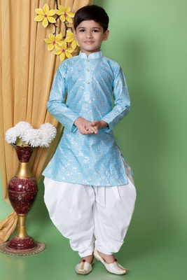 NFC CREATION Boys Festive & Party, Wedding Kurta and Pyjama Set(Light Blue Pack of 1)