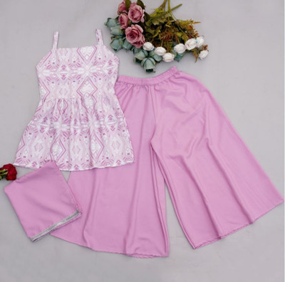 JEVIK CREATION Girls Wedding Kurta and Palazzo Set(Pink Pack of 1)