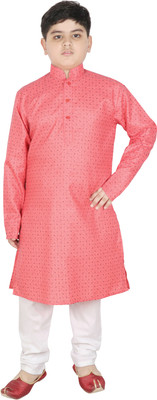 SG YUVRAJ Boys Festive & Party Kurta and Pyjama Set(Pink Pack of 1)