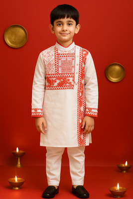 COSMOS ART ENTERPRISE Boys Festive & Party, Wedding Kurta and Pyjama Set(White Pack of 1)