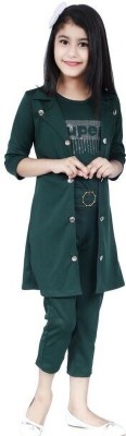 MYKUKI Girls Casual Blazer and Pant Set(Green Pack of 1)