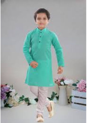 VC FASHION HUB Baby Boys Festive & Party Kurta and Pyjama Set(Green Pack of 1)