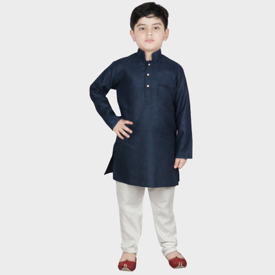 SG YUVRAJ Boys Festive & Party, Casual Kurta and Pyjama Set(Dark Blue Pack of 1)