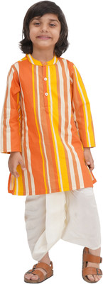 Sethukrishna Boys Festive & Party Kurta and Dhoti Pant Set(Yellow Pack of 1)
