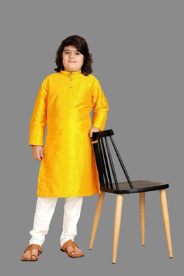 VALAKI Boys Festive & Party, Wedding Kurta and Pyjama Set(Yellow Pack of 1)