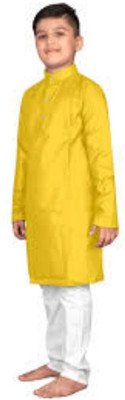 VC FASHION HUB Baby Boys Festive & Party Kurta and Pyjama Set(Yellow Pack of 1)