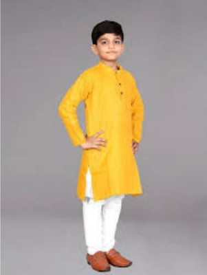 VC FASHION HUB Baby Boys Festive & Party Kurta and Pyjama Set(Yellow Pack of 1)