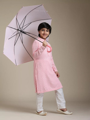 StyleVault Boys Festive & Party Kurta and Pyjama Set(Pink Pack of 1)