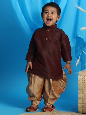 VASTRAMAY Boys Festive & Party Kurta and Dhoti Pant Set(Maroon Pack of 1)