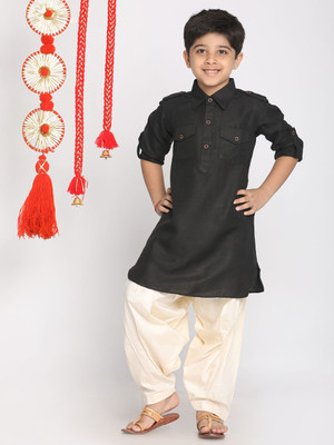 jbn CREATION Boys Festive & Party, Casual Pathani Suit Set(Black Pack of 1)