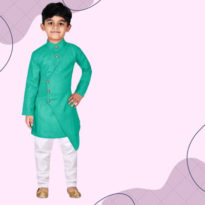 VCD FASHION HUB Baby Boys Festive & Party Kurta and Pyjama Set(Green Pack of 1)