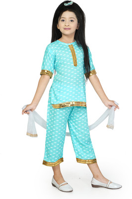 Shiidal Girls Casual, Formal, Festive & Party Kurta and Patiala Set(Light Blue Pack of 1)
