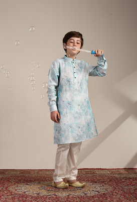 MANYAVAR Boys Festive & Party Kurta and Pyjama Set(Green Pack of 1)