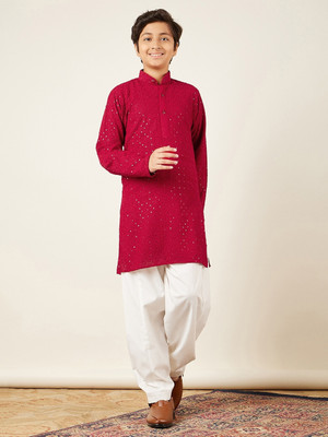 AJ Dezines Boys Festive & Party Kurta and Pyjama Set(Red Pack of 1)