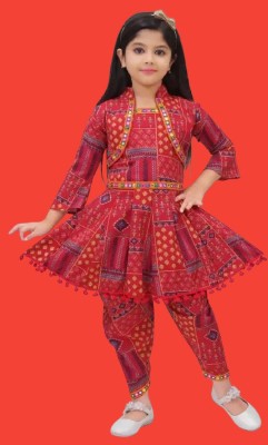 Cbjbvhn Hub Girls Casual Salwar and Kurta Set(Brown Pack of 1)