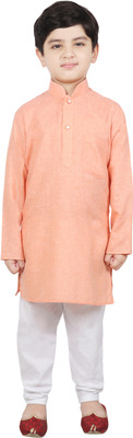 SG YUVRAJ Boys Festive & Party Kurta and Pyjama Set(Orange Pack of 1)