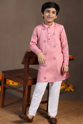 Tasrika Boys Festive & Party Kurta and Pyjama Set(Pink Pack of 1)