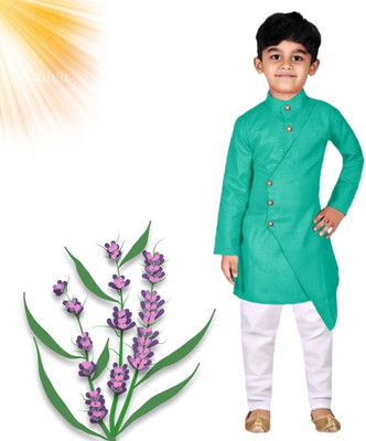VDC CREATIONS Baby Boys Festive & Party Kurta and Pyjama Set(Green Pack of 1)
