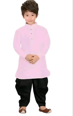 Reso Baby Boys Festive & Party Kurta and Dhoti Pant Set(Pink Pack of 1)