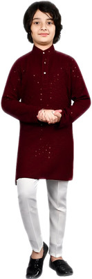 THE LALCOLLECTION KIDSWEAR Boys Festive & Party Kurta and Pyjama Set(Red Pack of 1)
