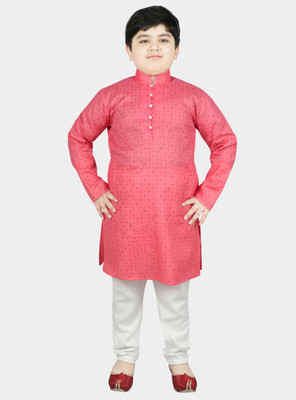 SG YUVRAJ Boys Festive & Party Kurta and Pyjama Set(Pink Pack of 1)