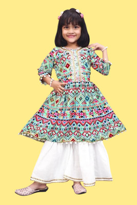 Agnivesha Girls Festive & Party Kurta and Palazzo Set(Multicolor Pack of 1)