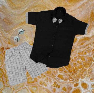 PRISHTI FEB Baby Boys & Baby Girls Festive & Party Kurta & Waistcoat Set(Black Pack of 1)