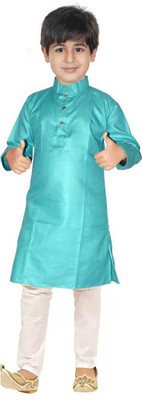 HRR Boys Festive & Party Kurta and Pyjama Set(Light Green Pack of 1)