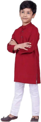 VC FASHION HUB Baby Boys Festive & Party Kurta and Pyjama Set(Maroon Pack of 1)