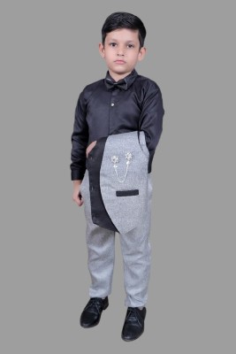 Anishka Enterprises Boys Formal Shirt, Waistcoat and Pant Set(Grey Pack of 1)