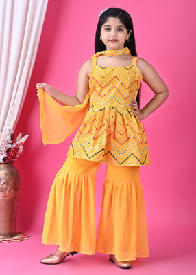 PRINCESSA COLLECTION Girls Casual Kurta and Sharara Set(Yellow Pack of 1)