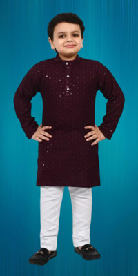 Alexa Cretion Boys Festive & Party Kurta and Pyjama Set(Multicolor Pack of 1)