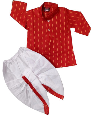 SHIVAAY Baby Boys Casual Dhoti & Kurta Set(Red Pack of 1)